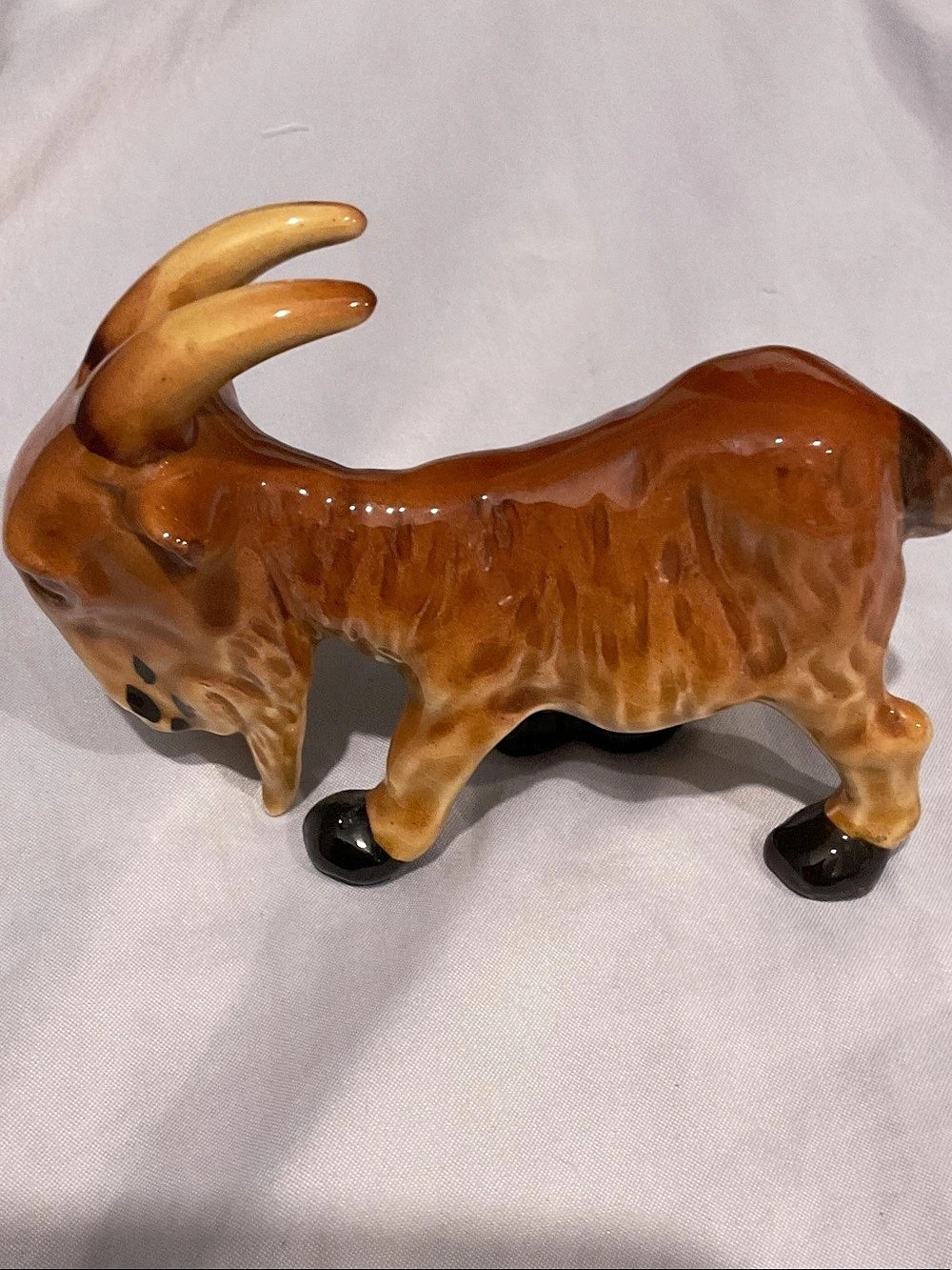 Ceramic Goat Figurine Brown & Black